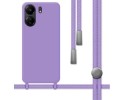 Funda Silicona Líquida con Cordón para Xiaomi Redmi 13C color Morada