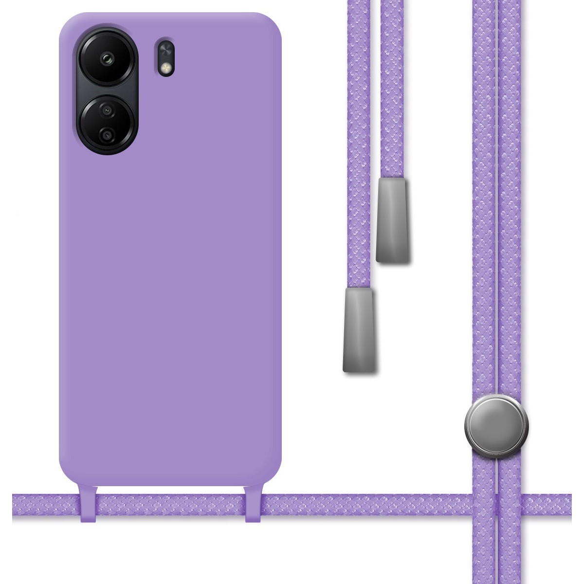 Funda Silicona Líquida con Cordón para Xiaomi Redmi 13C color Morada