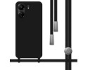 Funda Silicona Líquida con Cordón para Xiaomi Redmi 13C color Negra