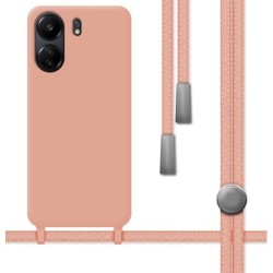 Funda Silicona Líquida con Cordón para Xiaomi Redmi 13C color Rosa
