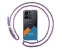 Personaliza tu Funda Colgante Transparente para Xiaomi Poco C65 con Cordon Morado Dibujo Personalizada
