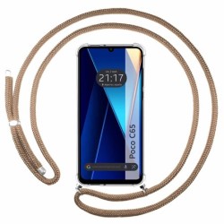 Funda Colgante Transparente para Xiaomi Poco C65 con Cordon Camel