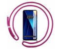 Funda Colgante Transparente para Xiaomi Poco C65 con Cordon Rosa Fucsia