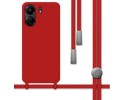 Funda Silicona Líquida con Cordón para Xiaomi Poco C65 color Roja