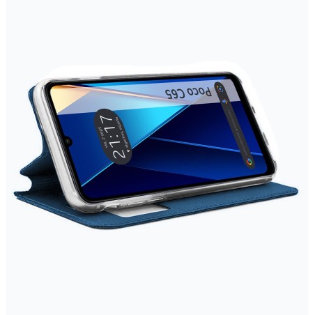 Funda Libro Soporte con Ventana para Xiaomi Poco C65 color Azul