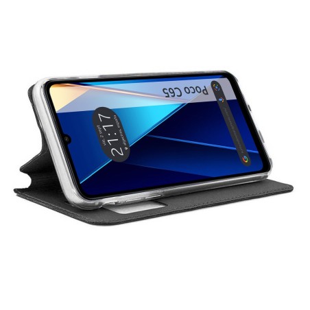 Funda Libro Soporte con Ventana para Xiaomi Poco C65 color Negra