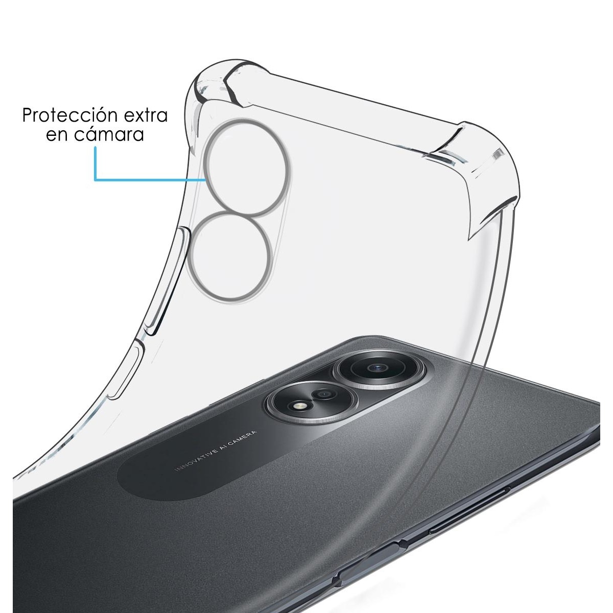 Funda Silicona Antigolpes Transparente para Oppo A58 4G