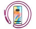 Funda Colgante Transparente para Oppo A58 4G con Cordon Rosa Fucsia