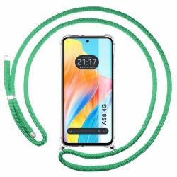 Funda Colgante Transparente para Oppo A58 4G con Cordon Verde Agua