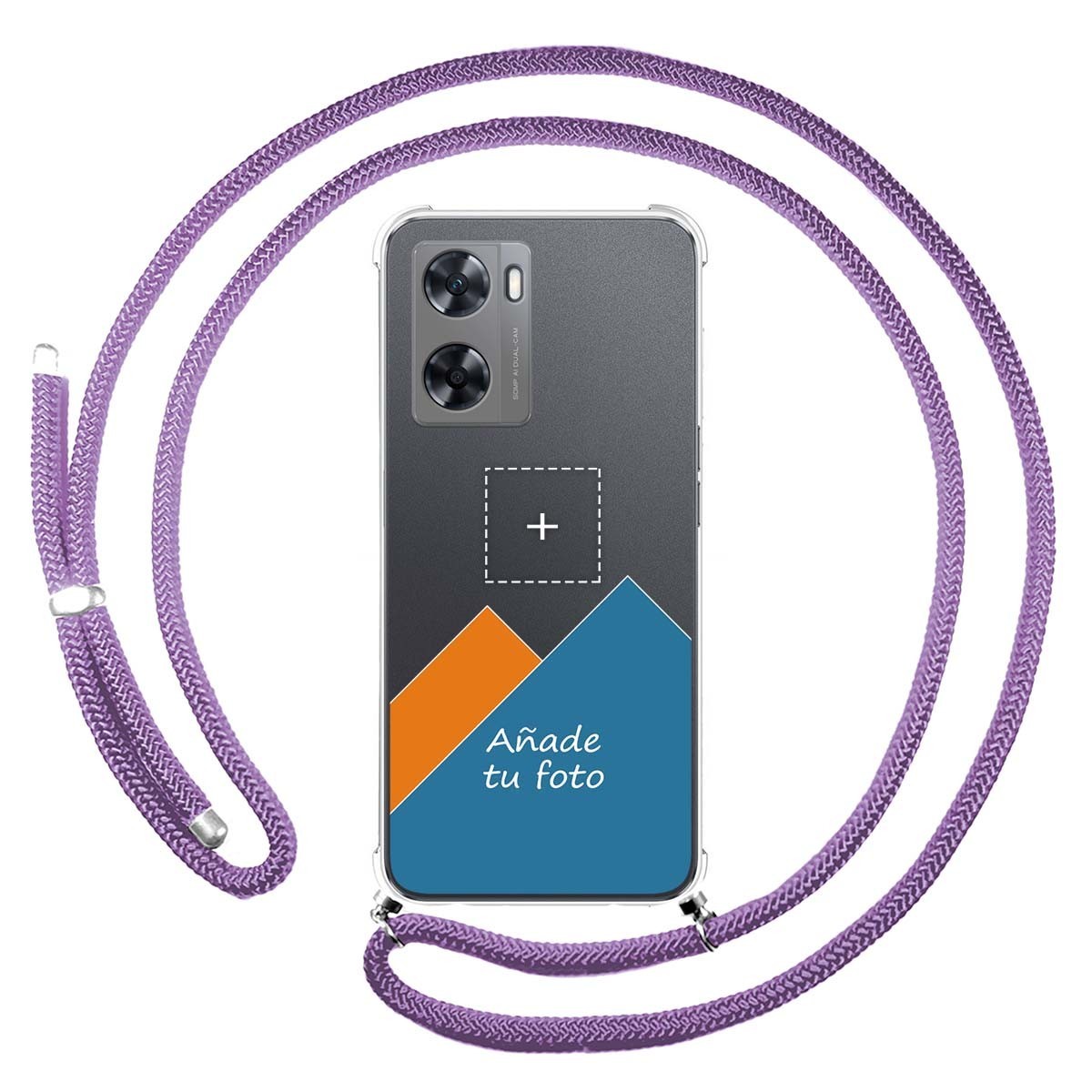Personaliza tu Funda Colgante Transparente para Oneplus Nord N20 SE con Cordon Morado Dibujo Personalizada