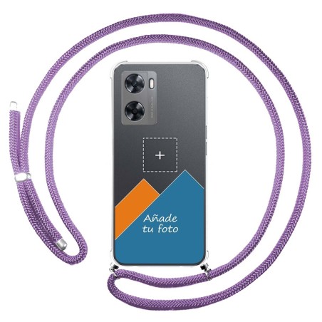 Personaliza tu Funda Colgante Transparente para Oneplus Nord N20 SE con Cordon Morado Dibujo Personalizada