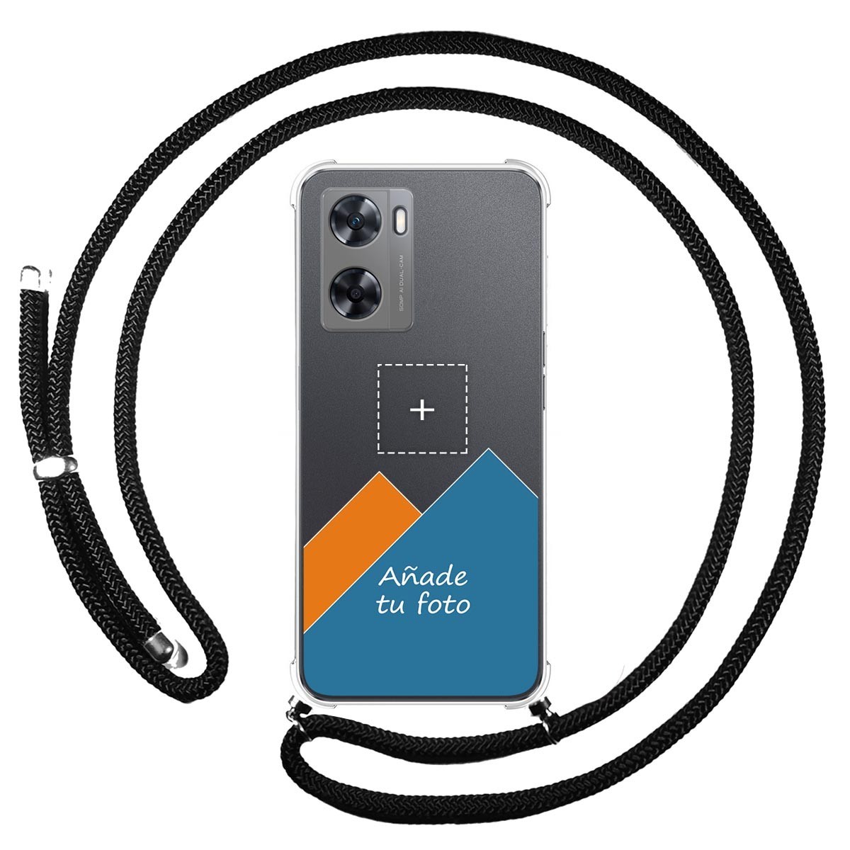 Personaliza tu Funda Colgante Transparente para Oneplus Nord N20 SE con Cordon Negro Dibujo Personalizada