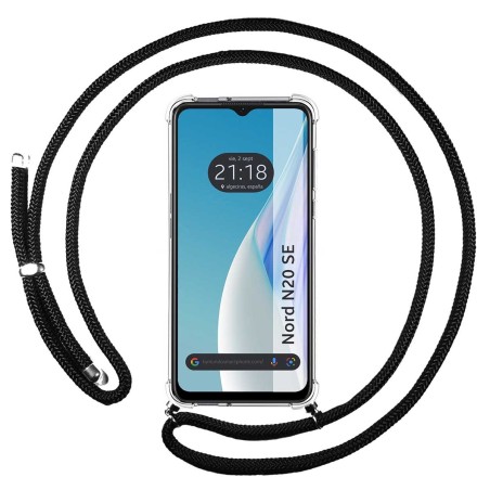 Funda Colgante Transparente para Oneplus Nord N20 SE con Cordon Negro