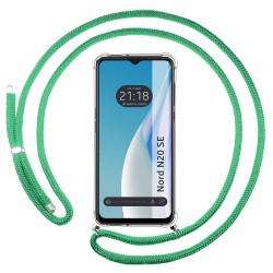 Funda Colgante Transparente para Oneplus Nord N20 SE con Cordon Verde Agua