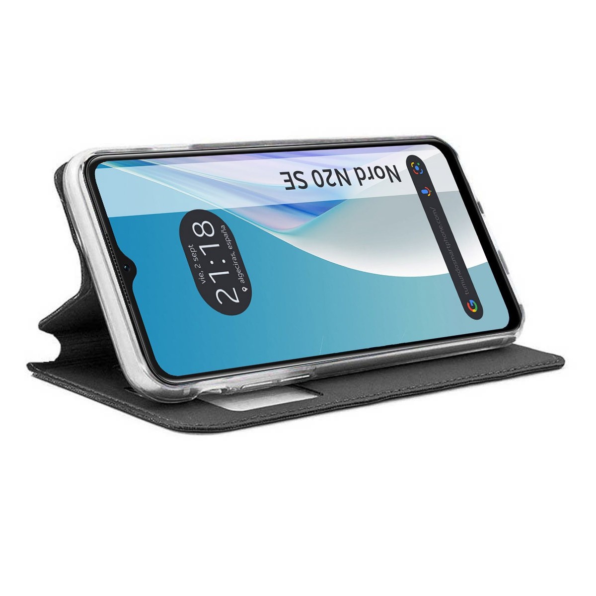 Funda Libro Soporte con Ventana para Oneplus Nord N20 SE Color Negra