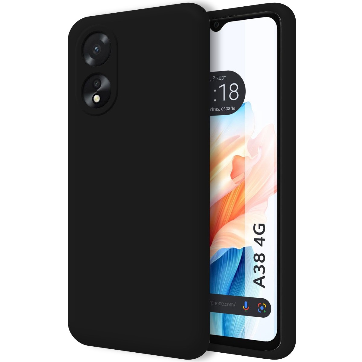 Funda Silicona Líquida Ultra Suave para Oppo A38 4G color Negra