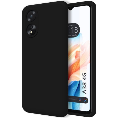 Funda Silicona Líquida Ultra Suave para Oppo A38 4G color Negra