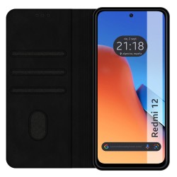 Funda libro de Polipiel con tarjetero para Xiaomi Redmi 12C color Negra 2