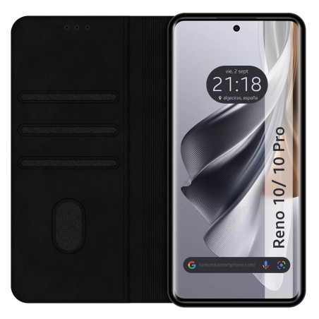 Funda libro de Polipiel con tarjetero para Oppo Reno 10 5G / 10 Pro 5G color Negra