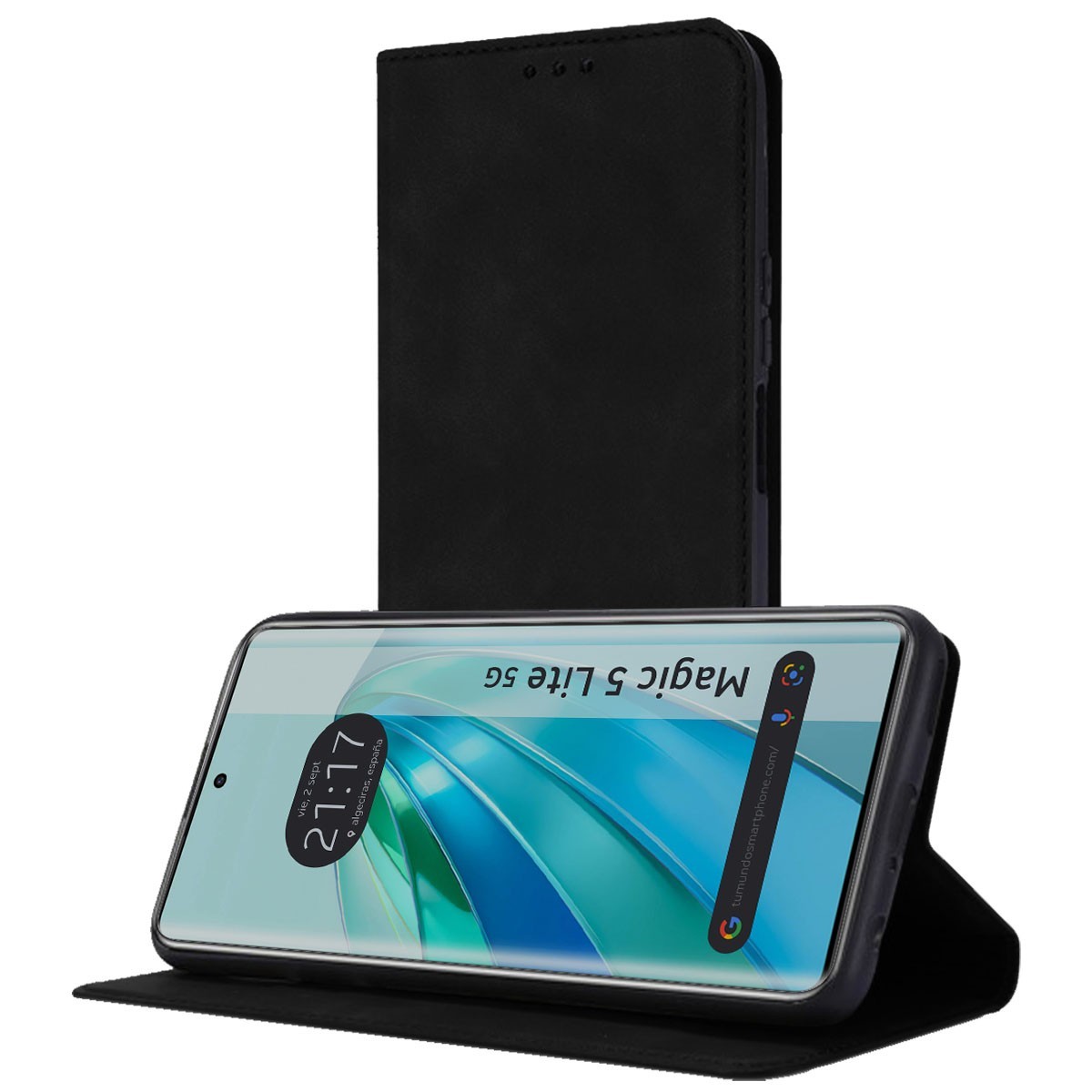 Funda libro de Polipiel con tarjetero para Huawei Honor Magic 5 Lite 5G color Negra