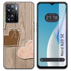 Funda Silicona para Oneplus Nord N20 SE diseño Corazones Madera Dibujos