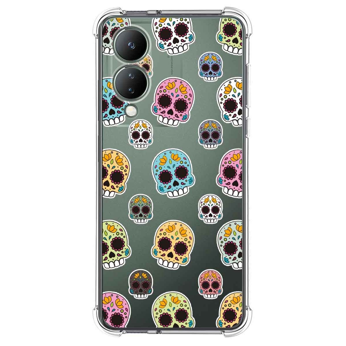 Funda Silicona Antigolpes para Vivo Y17s diseño Catrina Dibujos