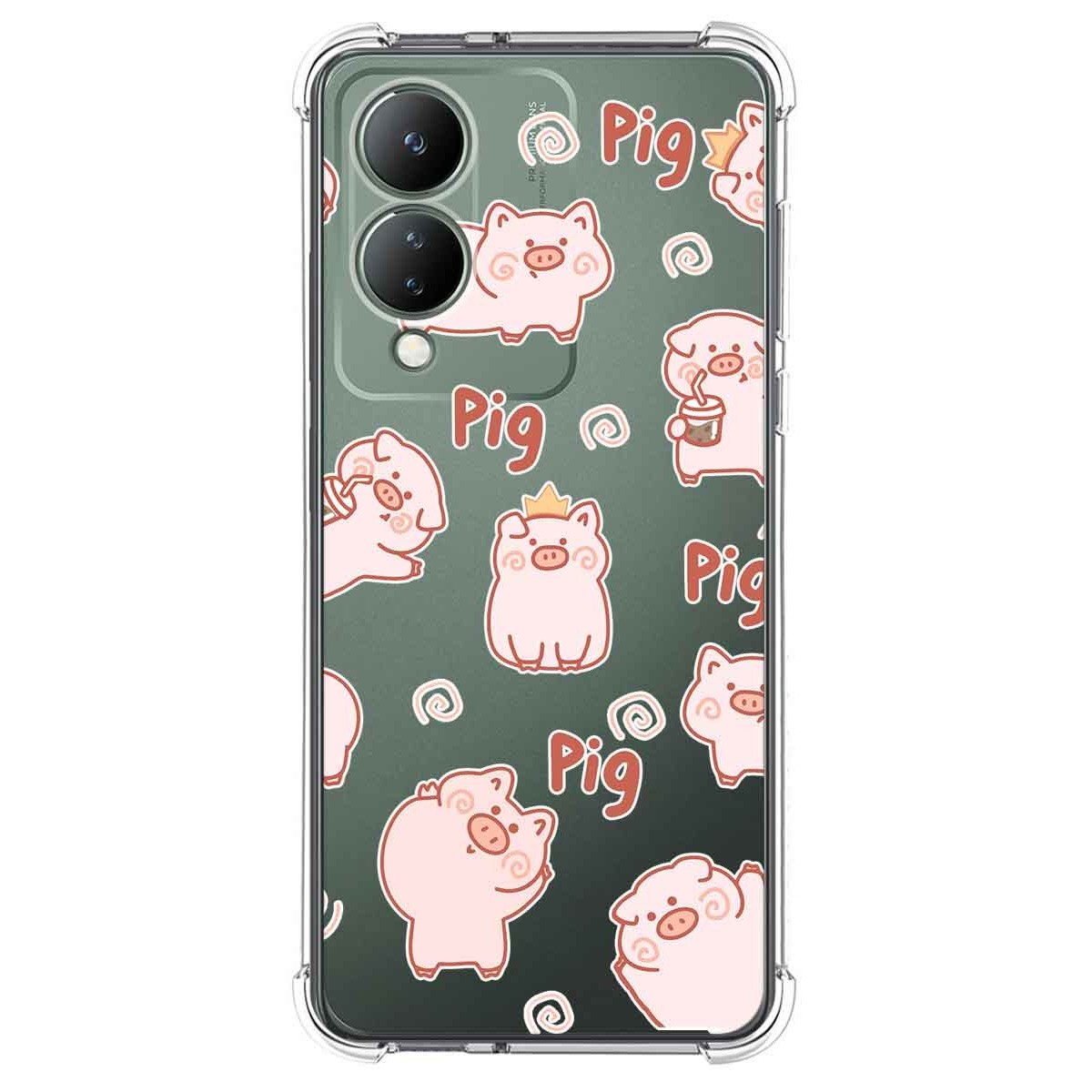 Funda Silicona Antigolpes para Vivo Y17s diseño Cerdos Dibujos