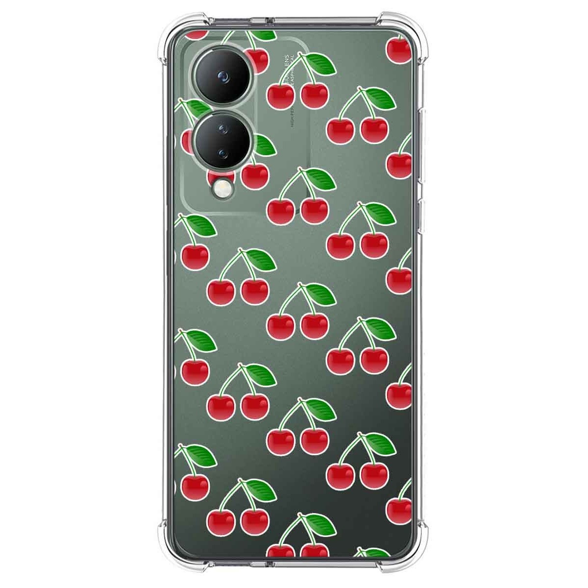 Funda Silicona Antigolpes para Vivo Y17s diseño Cerezas Dibujos