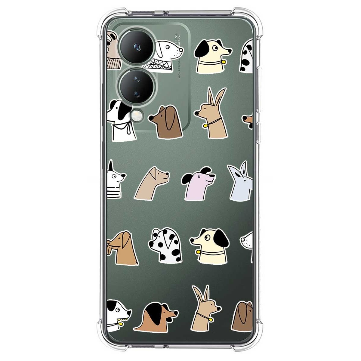 Funda Silicona Antigolpes para Vivo Y17s diseño Perros Dibujos