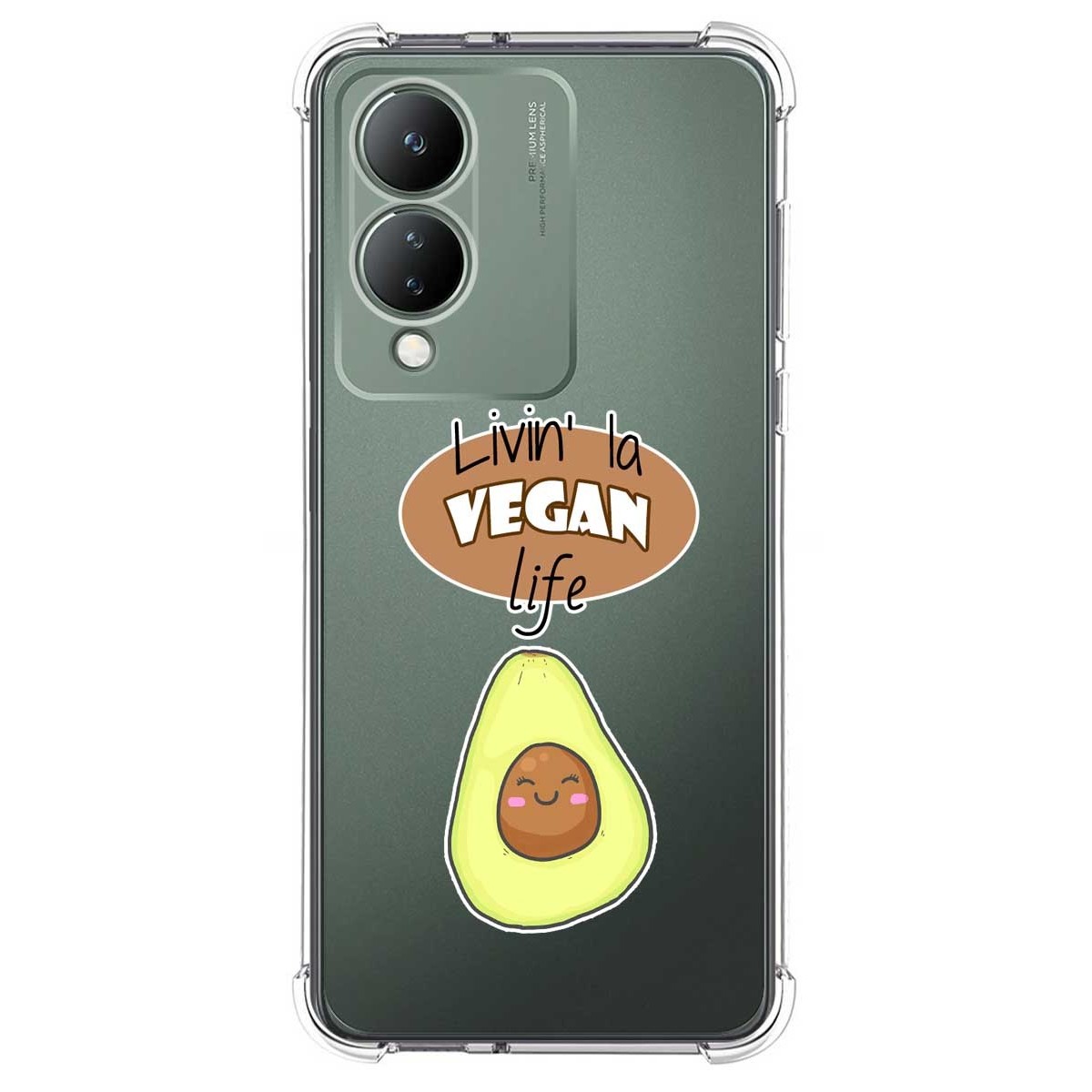 Funda Silicona Antigolpes para Vivo Y17s diseño Vegan Life Dibujos