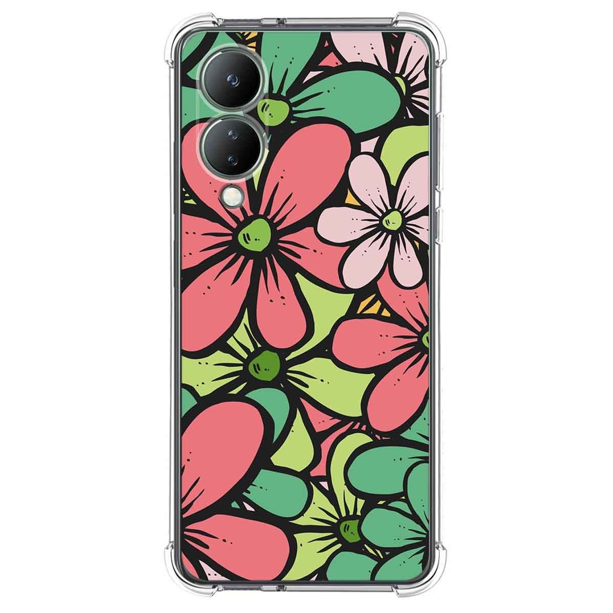 Funda Silicona Antigolpes para Vivo Y17s diseño Flores 02 Dibujos