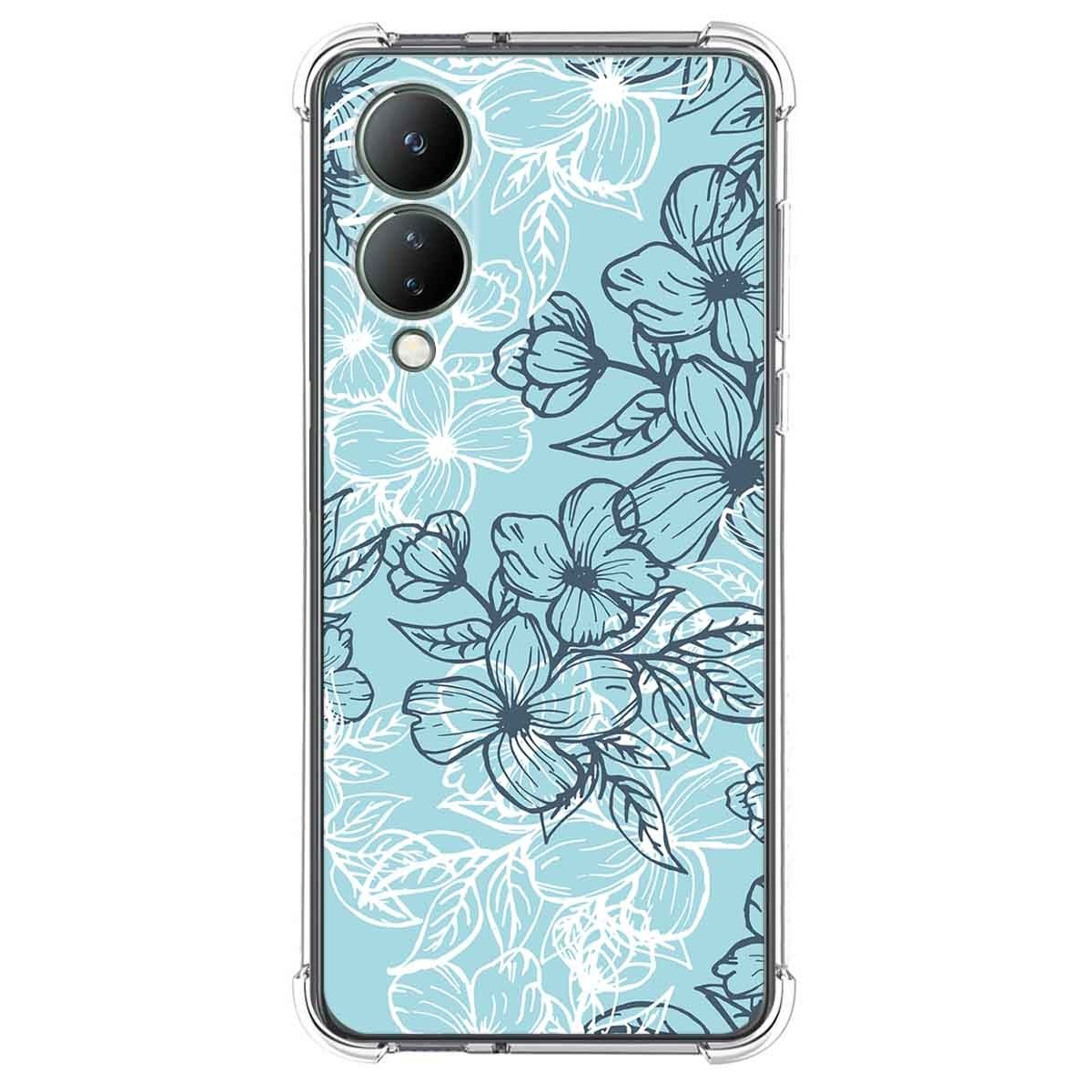 Funda Silicona Antigolpes para Vivo Y17s diseño Flores 03 Dibujos