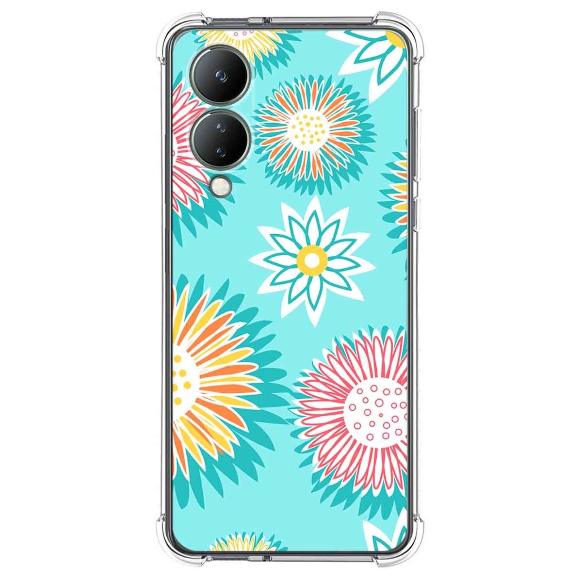 Funda Silicona Antigolpes para Vivo Y17s diseño Flores 05 Dibujos