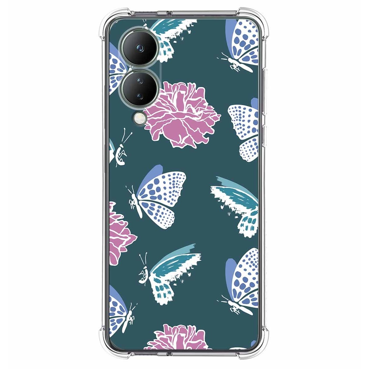 Funda Silicona Antigolpes para Vivo Y17s diseño Flores 10 Dibujos