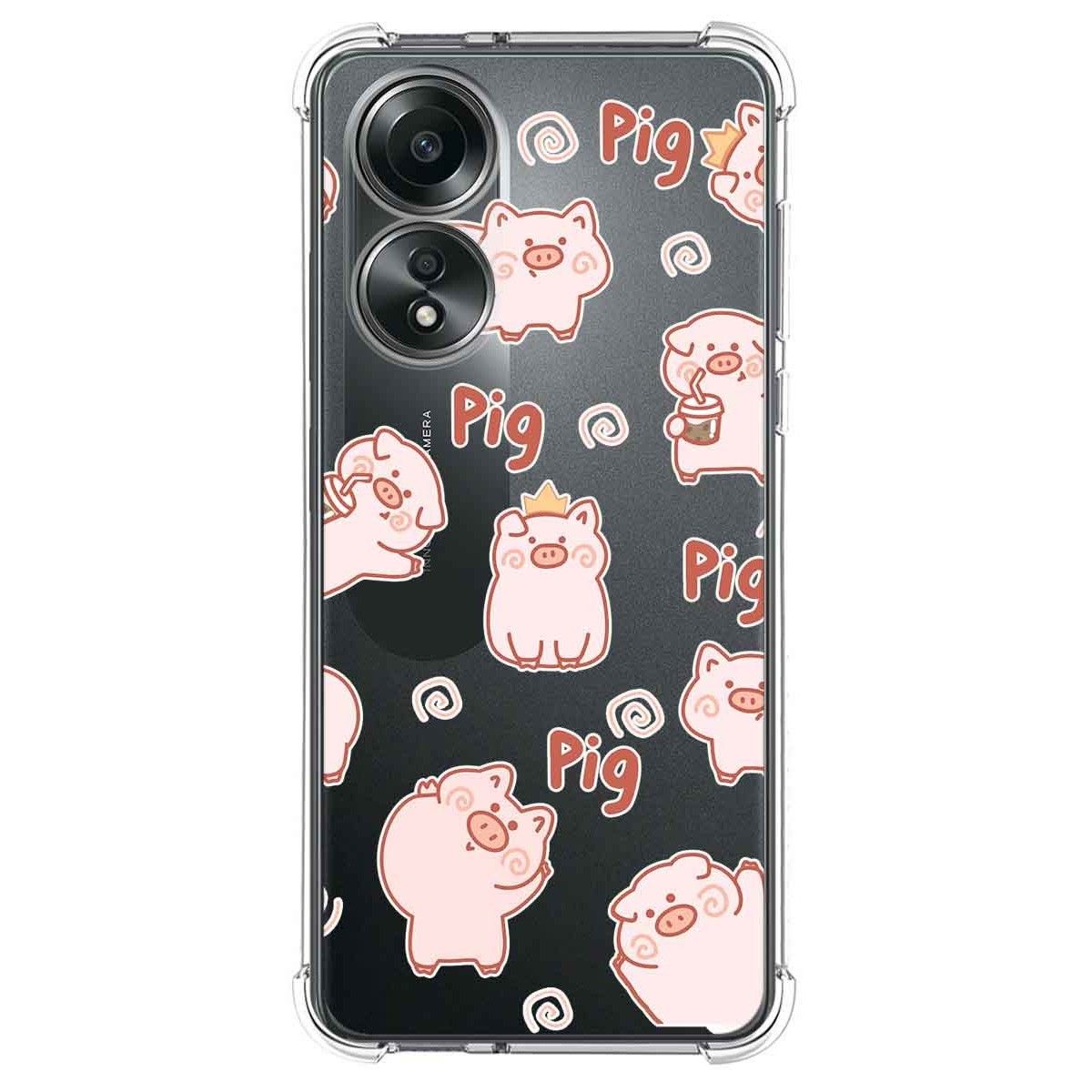 Funda Silicona Antigolpes para Oppo A58 4G diseño Cerdos Dibujos
