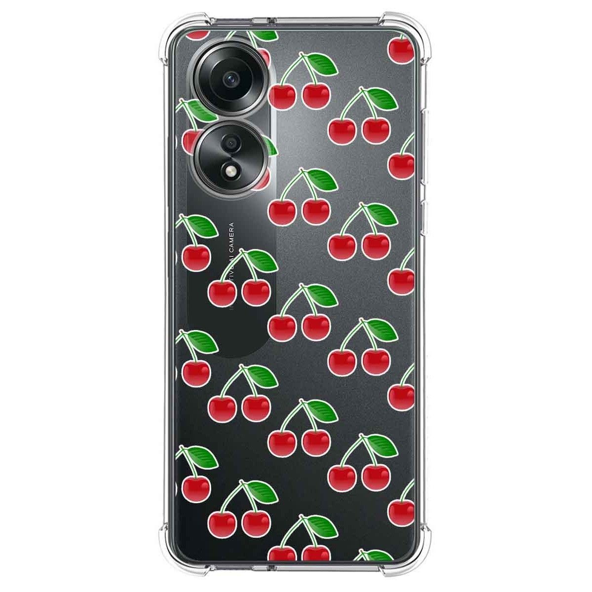 Funda Silicona Antigolpes para Oppo A58 4G diseño Cerezas Dibujos