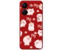 Funda Silicona Líquida Roja para Xiaomi Redmi 13C diseño Cerdos Dibujos