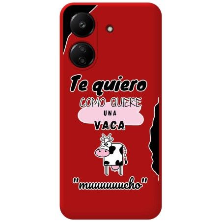 Funda Silicona Líquida Roja para Xiaomi Redmi 13C diseño Vaca Dibujos