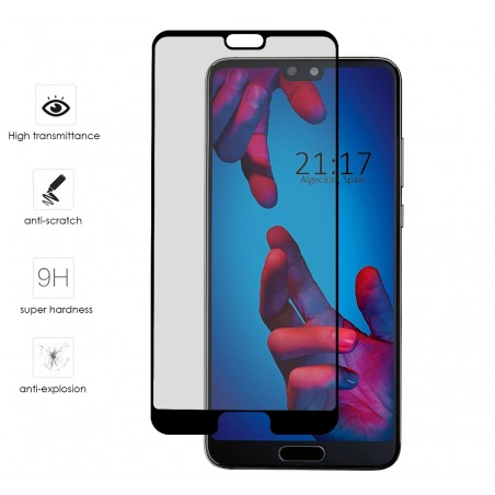 Protector Cristal Templado Frontal Completo Negro para Huawei P20  Vidrio