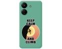 Funda Silicona Líquida Verde para Xiaomi Redmi 13C diseño Hombre Escalada Dibujos