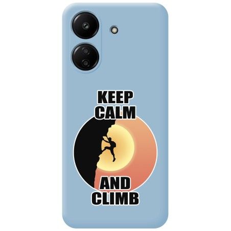 Funda Silicona Líquida Azul para Xiaomi Poco C65 diseño Hombre Escalada Dibujos