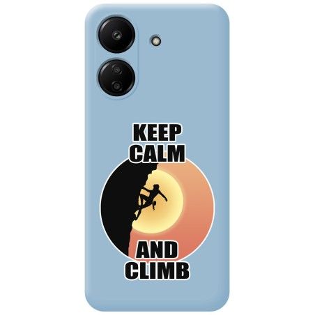 Funda Silicona Líquida Azul para Xiaomi Poco C65 diseño Mujer Escalada Dibujos