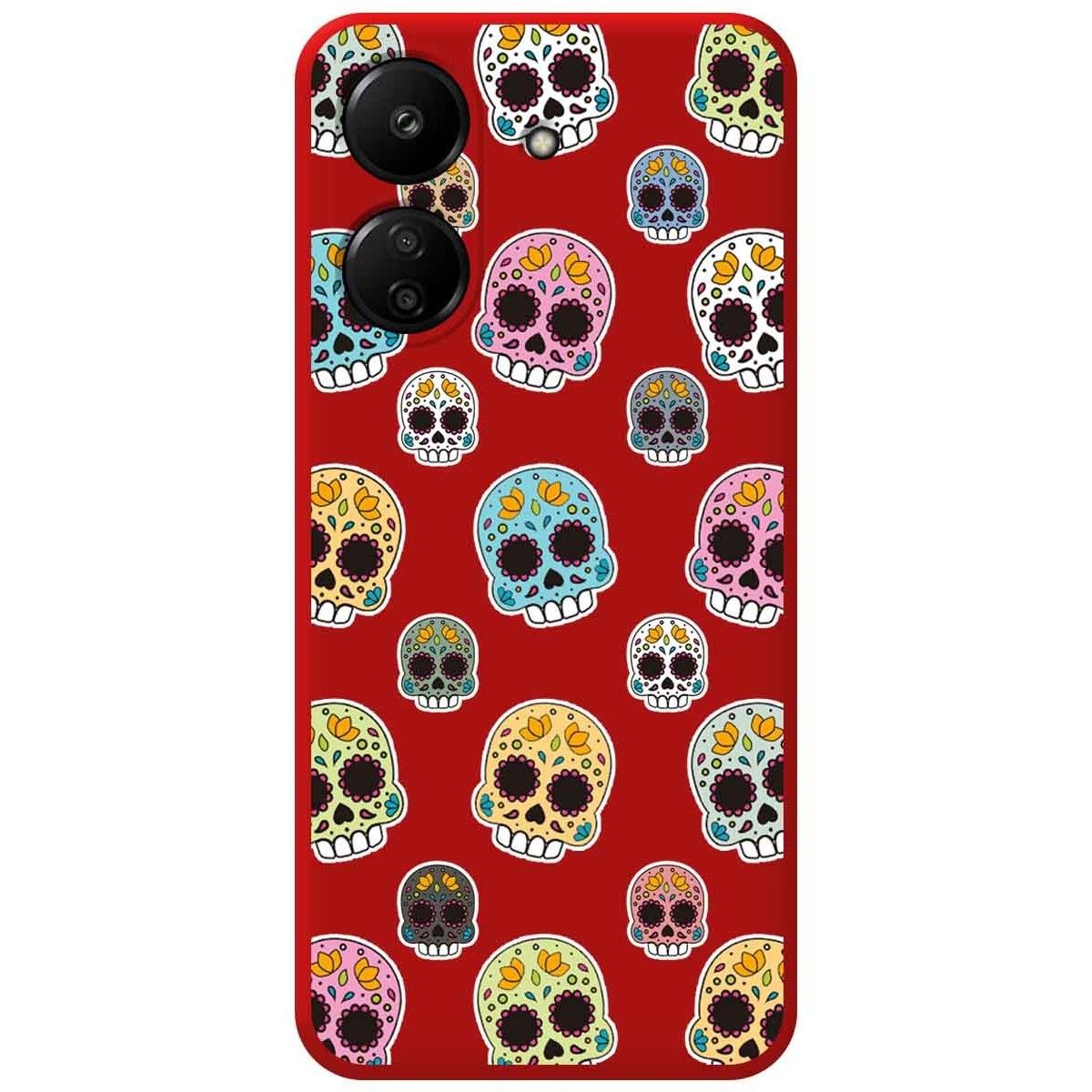 Funda Silicona Líquida Roja para Xiaomi Poco C65 diseño Catrina Dibujos