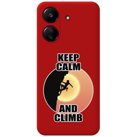 Funda Silicona Líquida Roja para Xiaomi Poco C65 diseño Mujer Escalada Dibujos