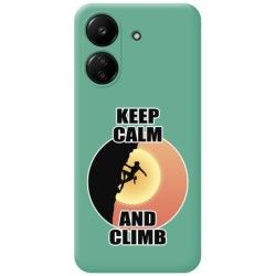 Funda Silicona Líquida Verde para Xiaomi Poco C65 diseño Mujer Escalada Dibujos