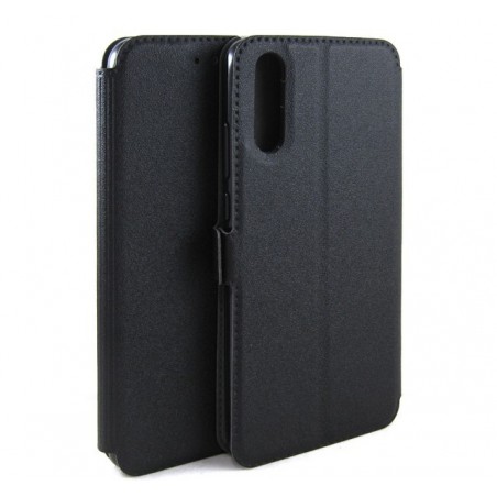 Funda Soporte Piel Negra para Huawei P20 Flip Libro