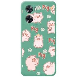 Funda Silicona Líquida Verde para Oneplus Nord N20 SE diseño Cerdos Dibujos