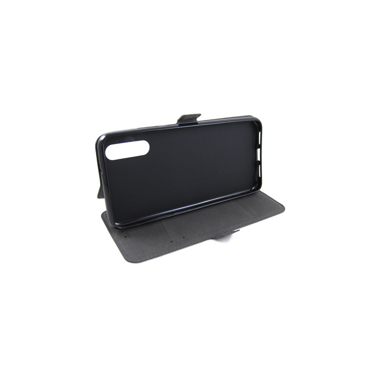 Funda Soporte Piel Negra para Huawei P20 Flip Libro