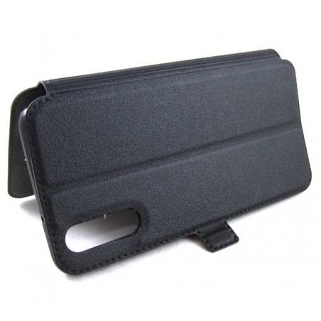 Funda Soporte Piel Negra para Huawei P20 Flip Libro