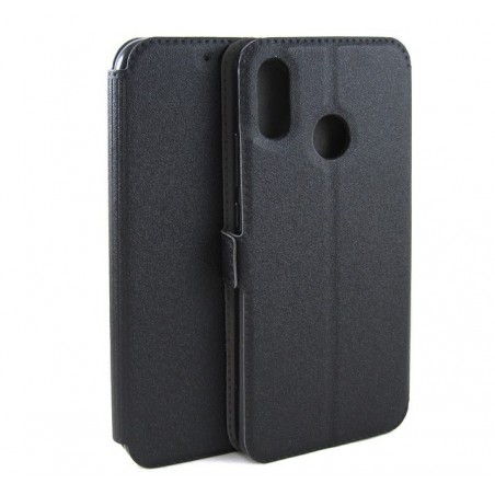 Funda Soporte Piel Negra para Huawei P20 Lite Flip Libro